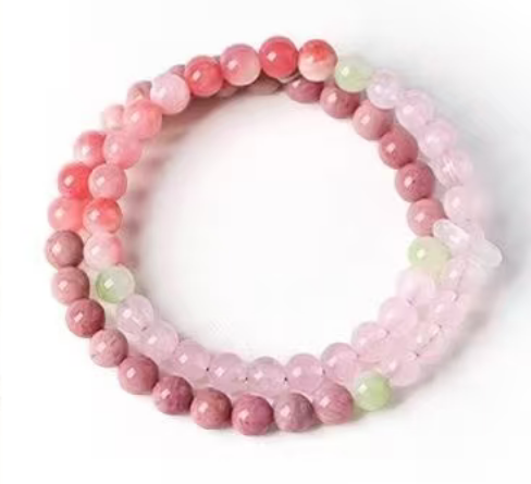 Stunning Natural Rhodochrosite Beaded Bracelet for Balance & Harmony