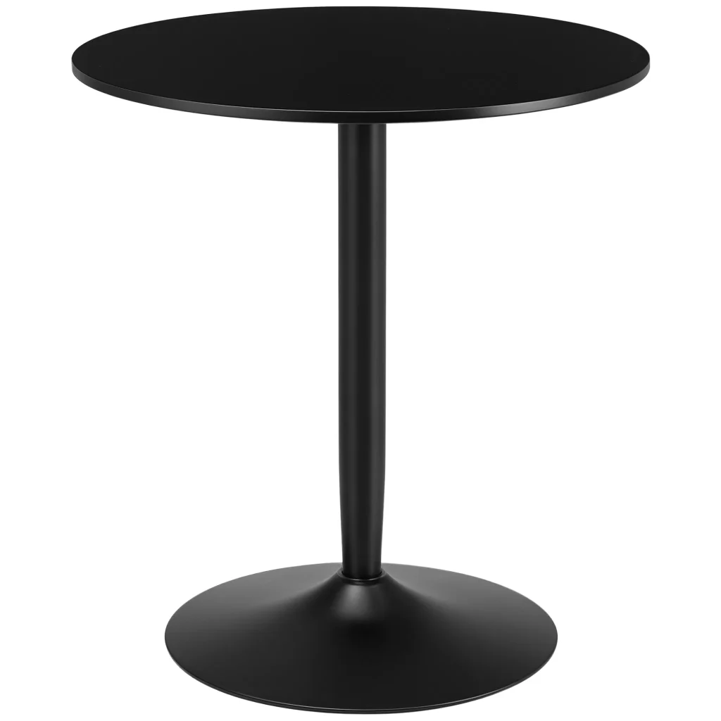Stylish Round Kitchen Table for 2 - Modern Black Steel Base