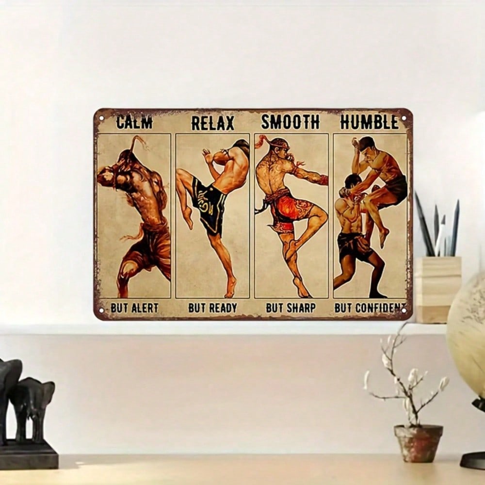 Vintage Muay Thai Metal Sign - Inspiring Martial Arts Wall Art