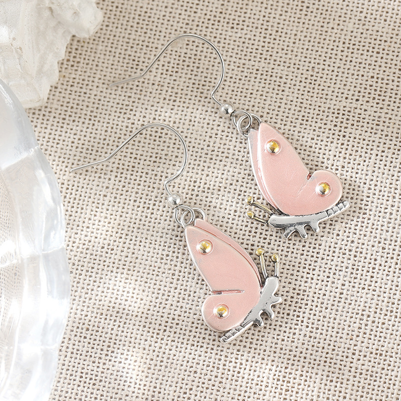 Elegant Silver Rose Butterfly Drop Earrings for Women