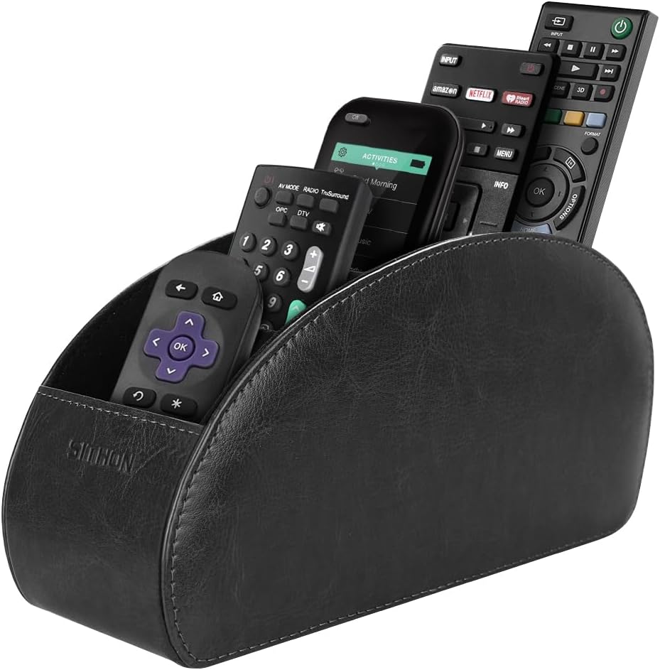 Stylish PU Leather Remote Control Holder with 5 Compartments