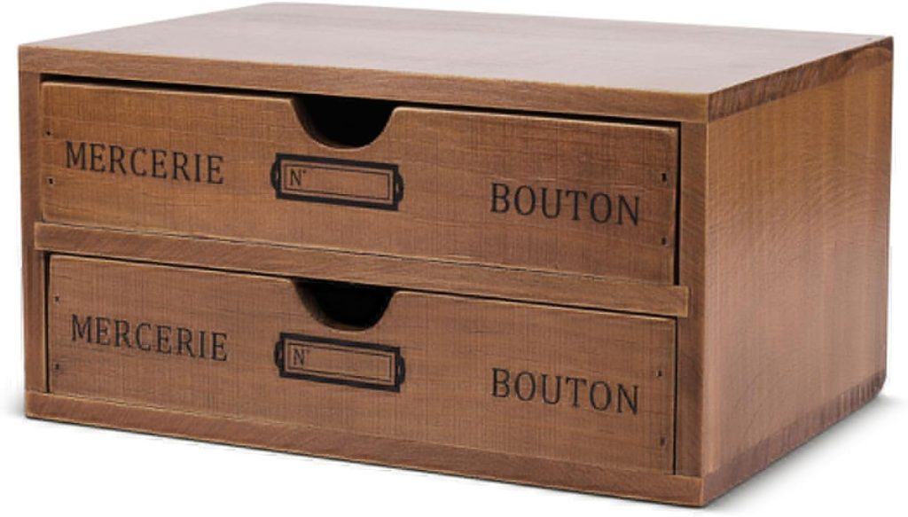 Vintage Wooden Storage Box with 2 Drawers - Perfect Organizer for All