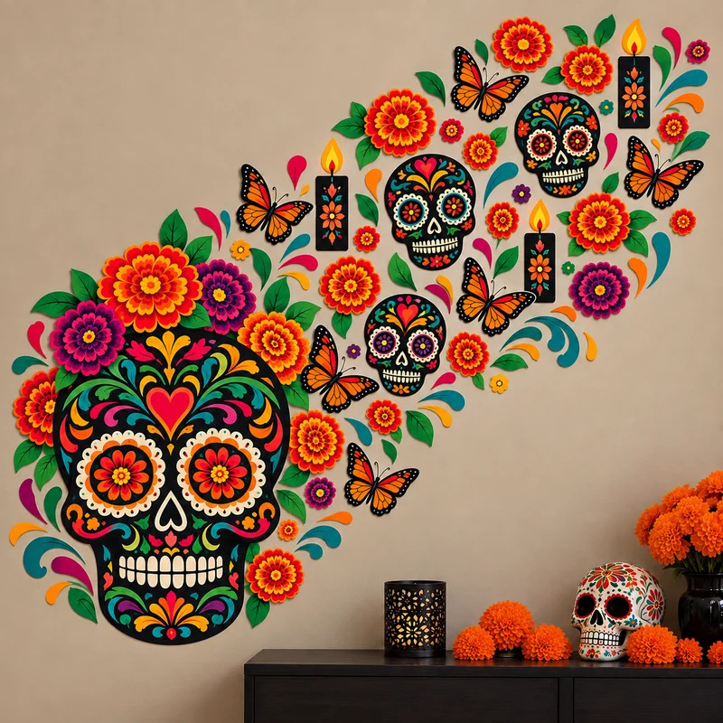 Vibrant Day of the Dead Wall Decorations for Festive Celebrations