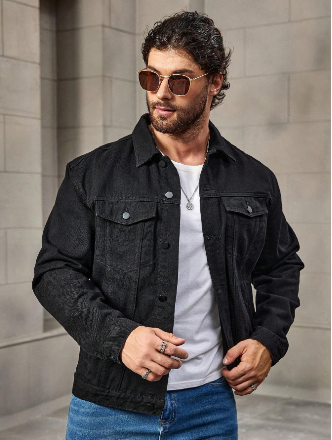 Vintage Black Oversized Denim Jacket for Effortless Street Style