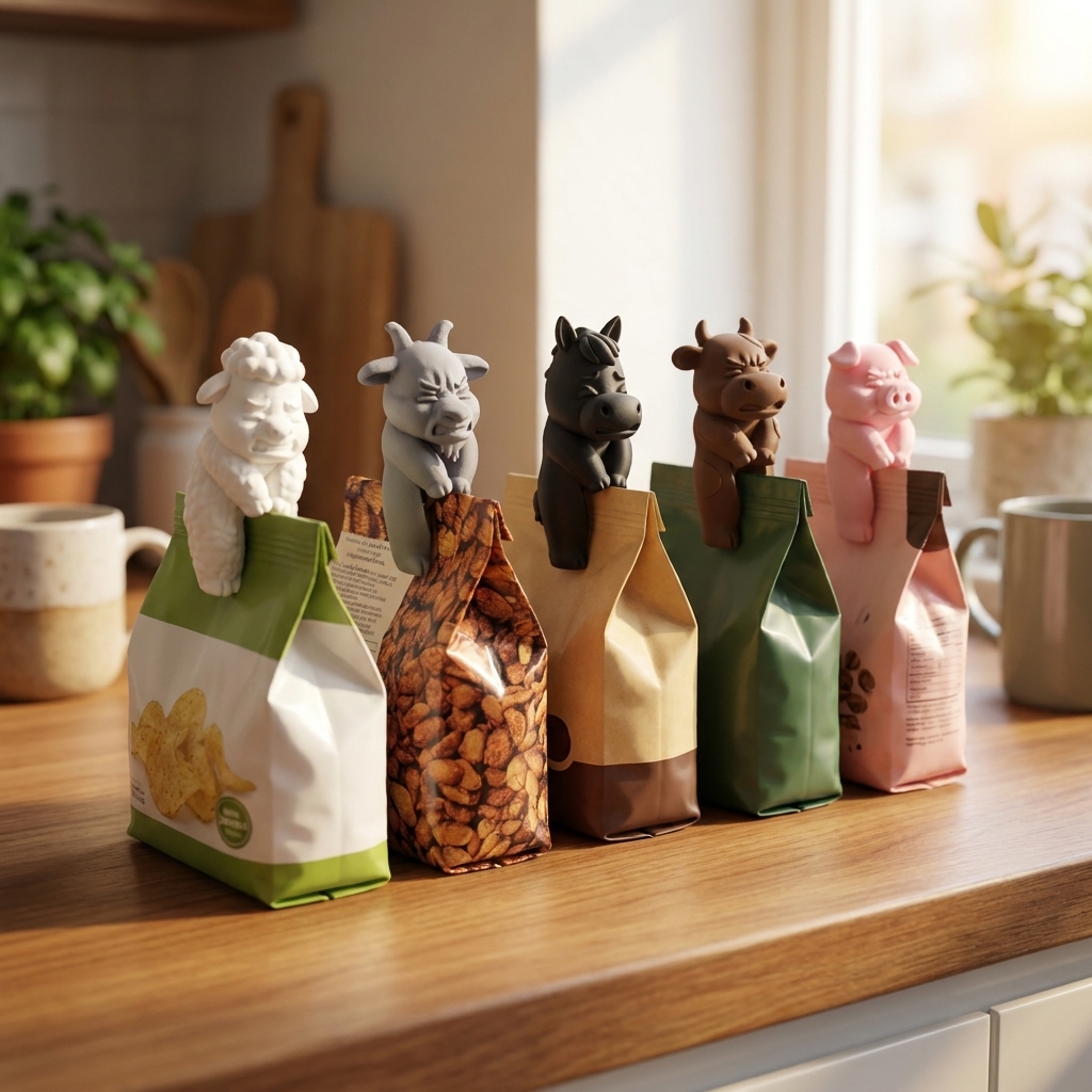 Adorable 3D Farm Animal Snack Bag Clip - Perfect Food Sealing Solution