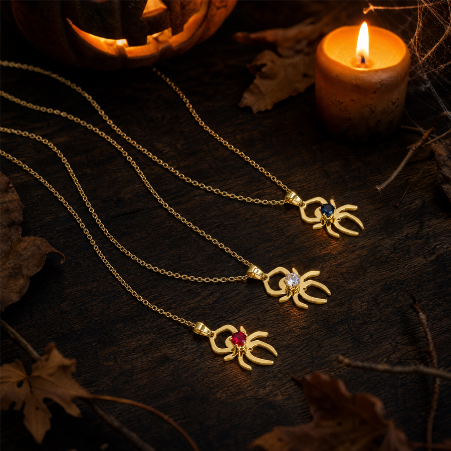 Enchanting Gothic Spider Pendant Necklace - 18K Gold Plated