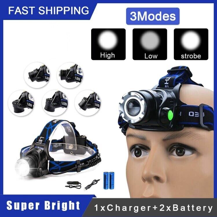 Rechargeable Waterproof LED Headlamp – Perfect for Camping & Fishing
