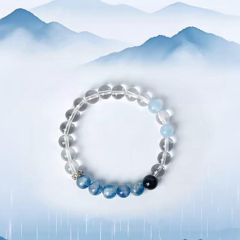 Elegant White and Blue Crystal Bracelet for Timeless Style