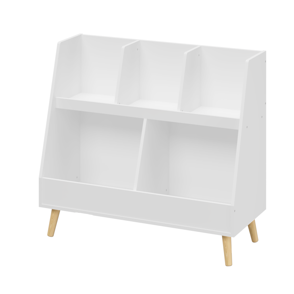 Stylish Kids Bookshelf & Toy Organizer with 5 Spacious Cubbies