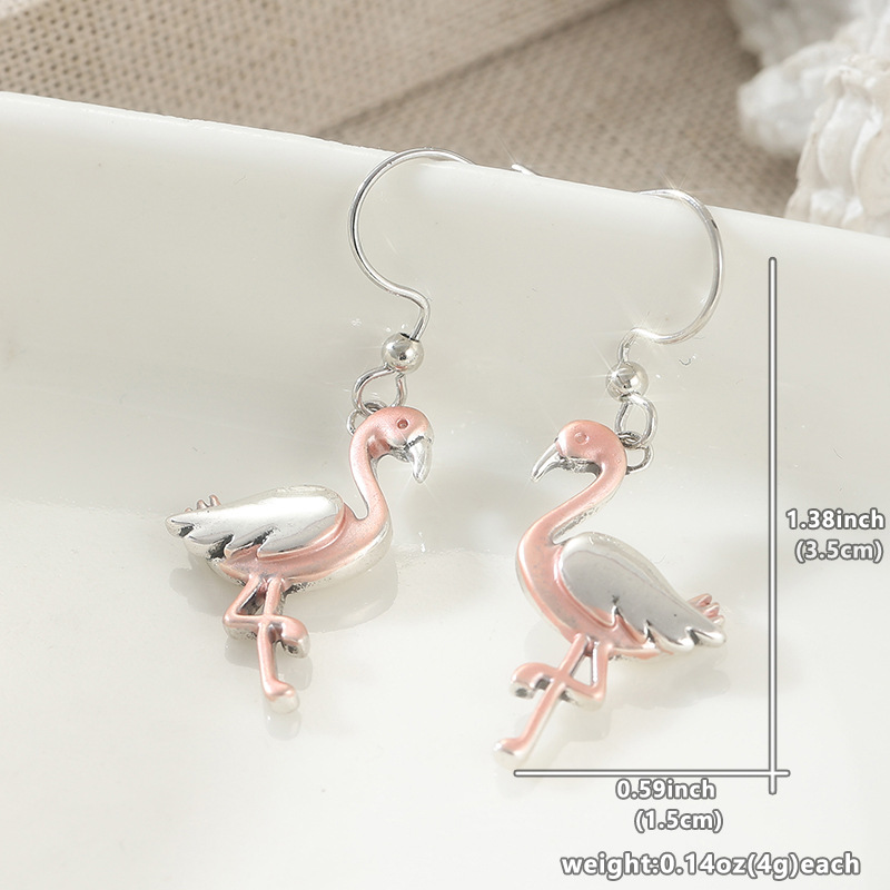 Elegant Blush Flamingo Drop Earrings - Tropical Chic for Any Occasion
