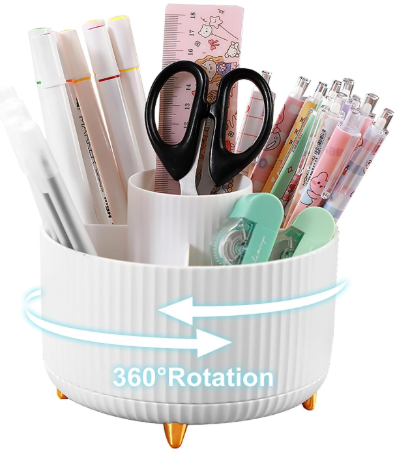 Stylish 5-Slot Rotating Pencil Holder - The Perfect Desk Organizer