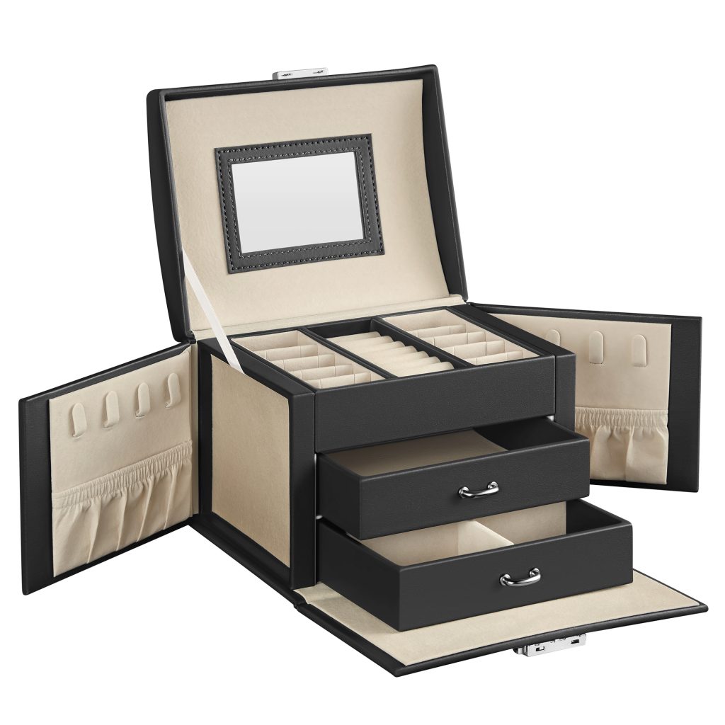 Elegant Lockable Jewelry Box with Mirror - Perfect Storage Solution