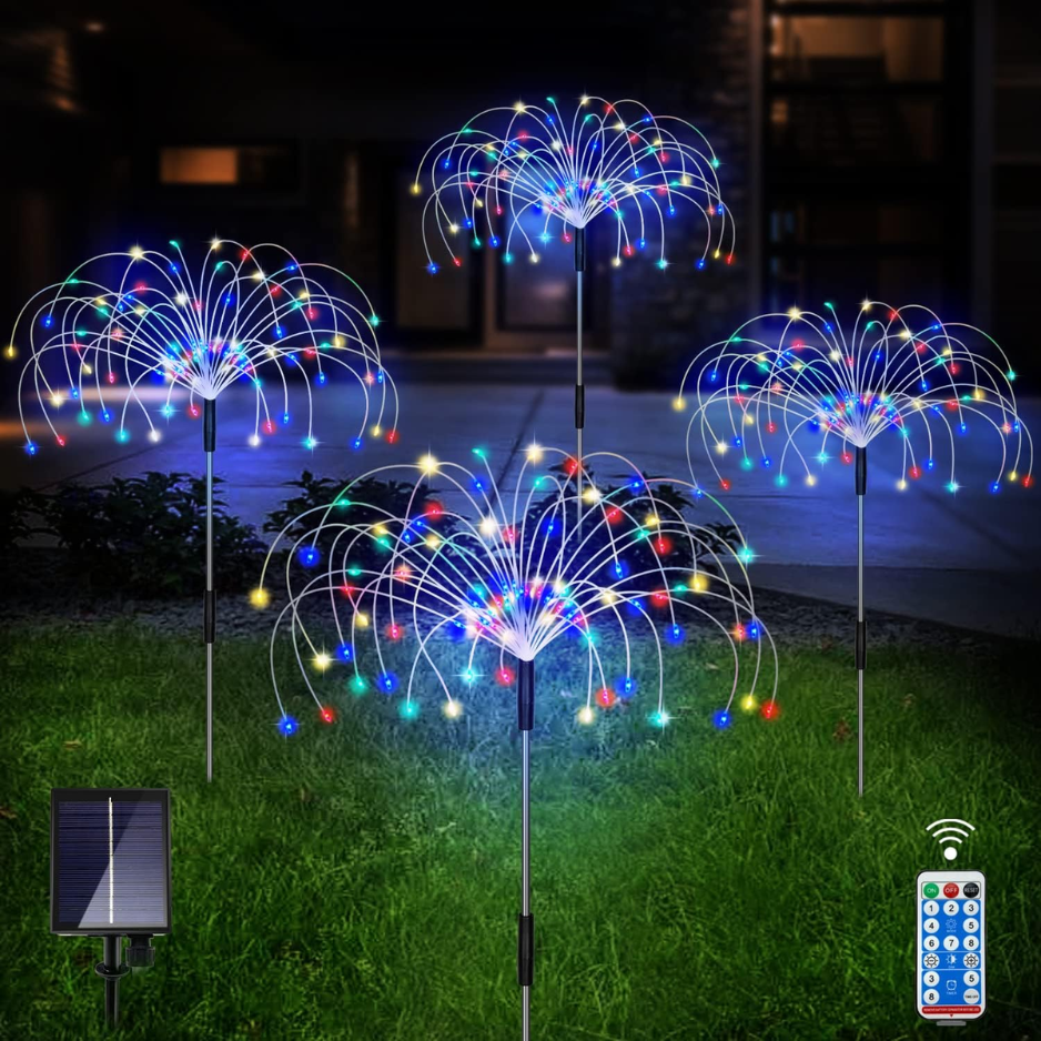 4-Pack Solar Colorful Firework Garden Lights – Waterproof & Bright