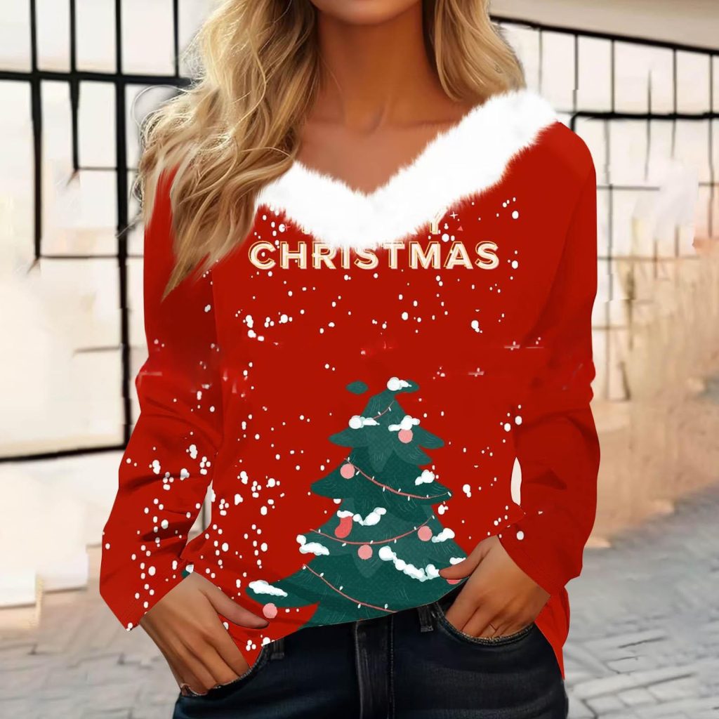 Cozy Christmas Print Tee – Perfect for Fall & Winter Festivities