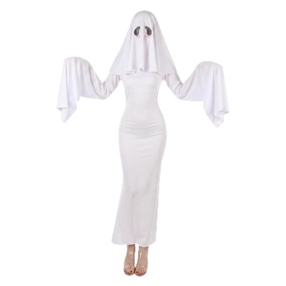 Spooky Chic Women's Halloween Ghost Costume Dress Set