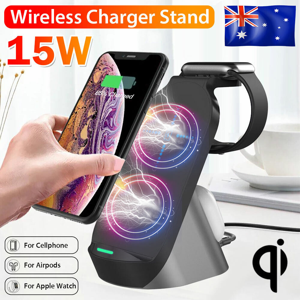 Fast Charge 3-in-1 Qi Wireless Charging Dock for iWatch & Devices