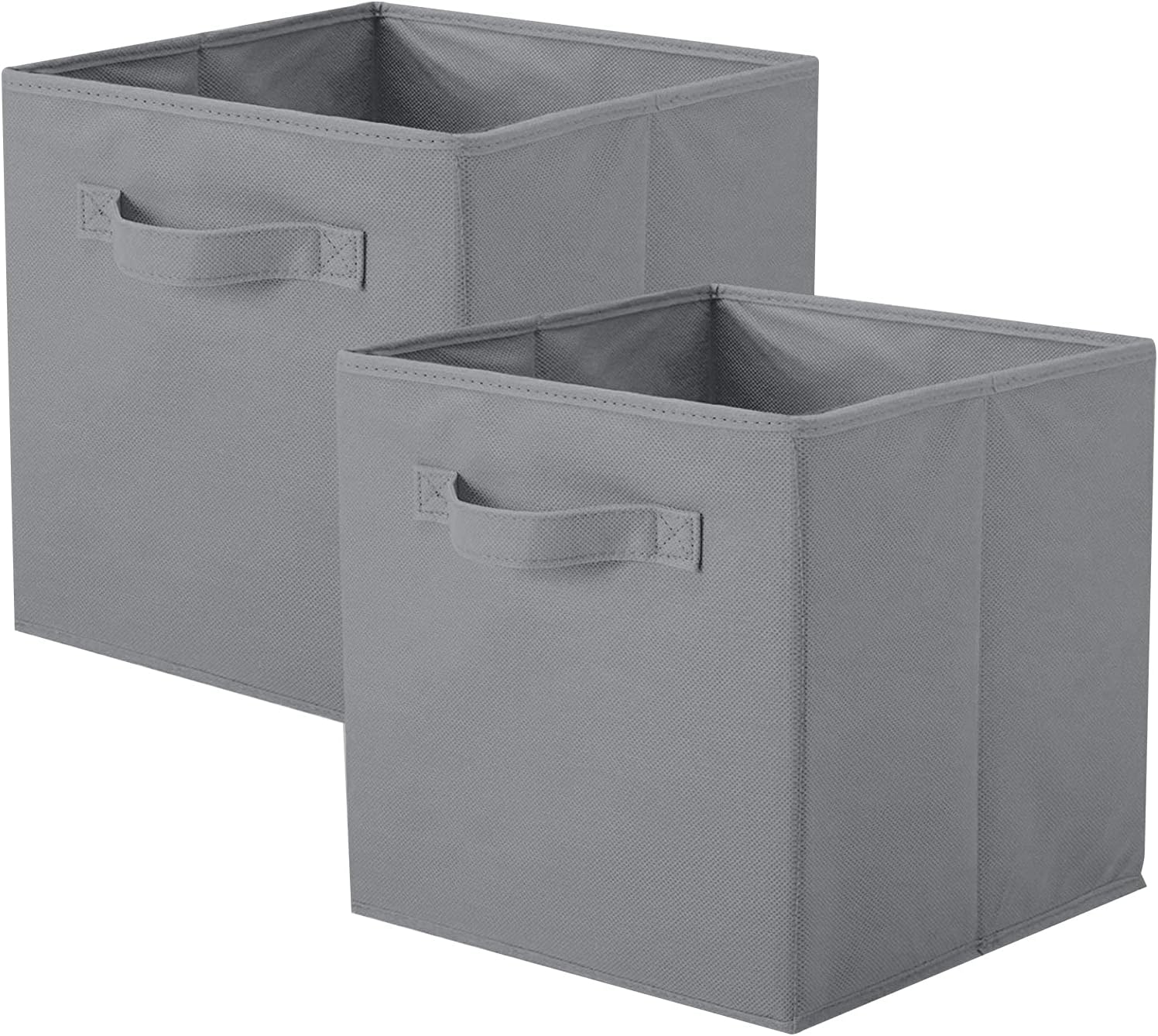 Stylish Grey Fabric Storage Bins - 2 Foldable Organizer Cubes