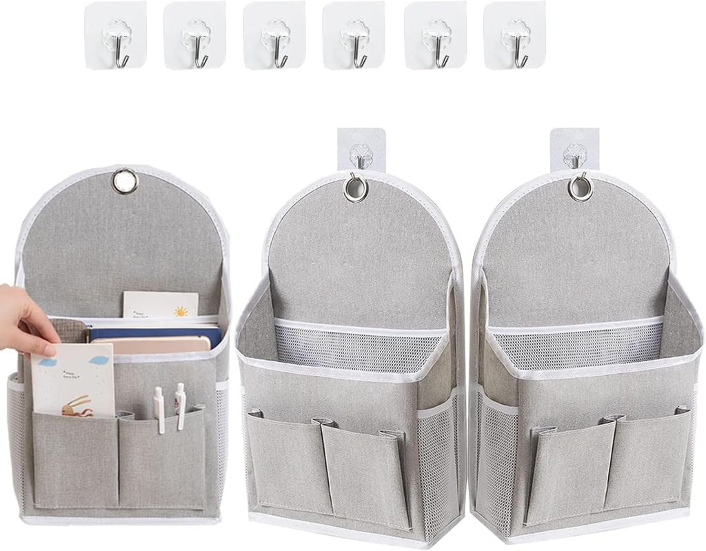 Stylish Gray Linen Wall Hanging Storage Bags - Set of 3