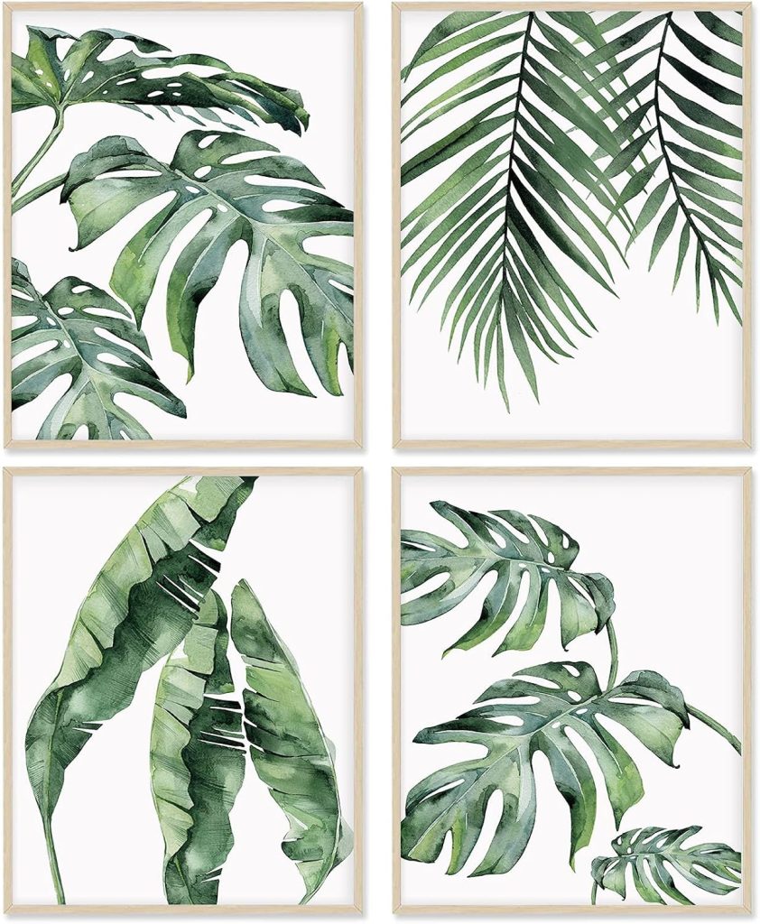 Boho Botanical Wall Art Prints - Set of 4 Unframed 8x10 Posters