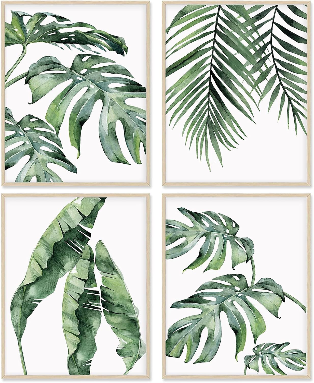 Boho Botanical Wall Art Prints - Set of 4 Unframed 8x10 Posters