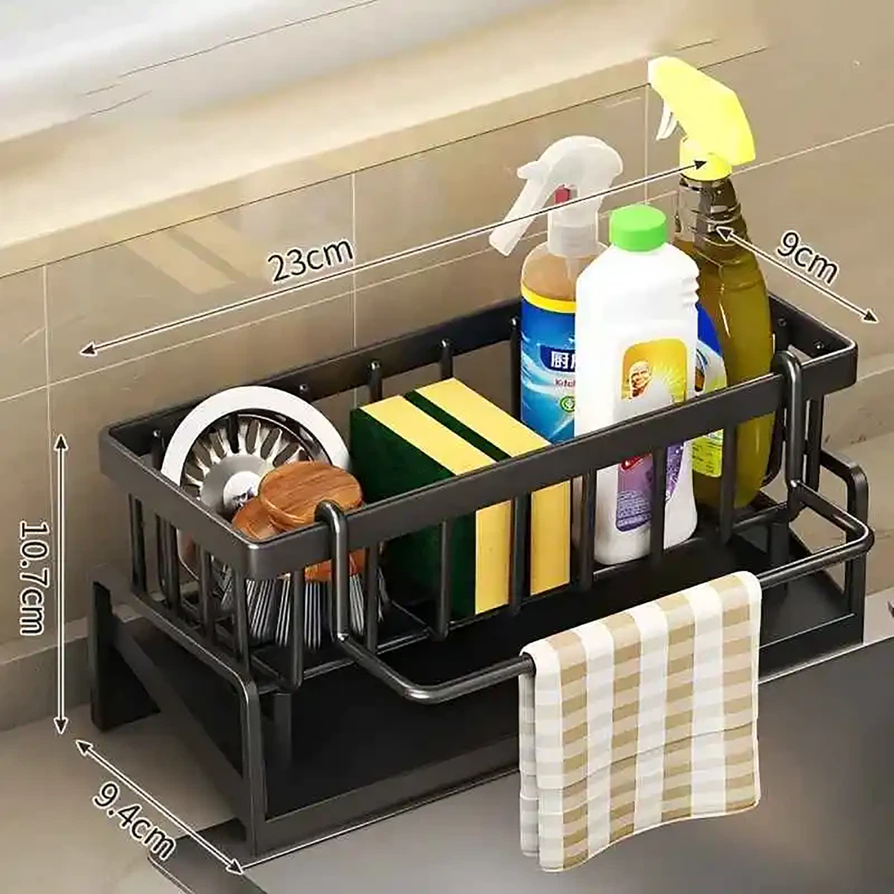 Stylish Stainless Steel Sponge Holder & Sink Organizer with Brush Slot