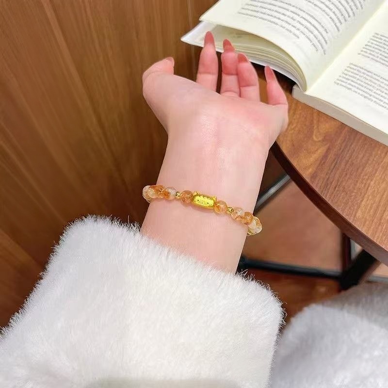 Stunning Natural Yellow Tower Crystal Bracelet for Positive Energy