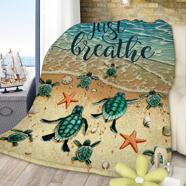 Cozy Tropical Baby Sea Turtle Flannel Fleece Blanket - 75x100cm