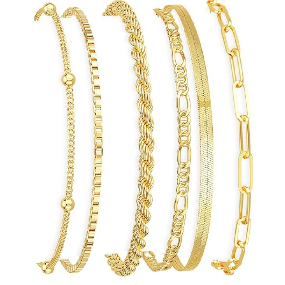 Elegant 14K Gold Plated Stackable Bracelets for Women