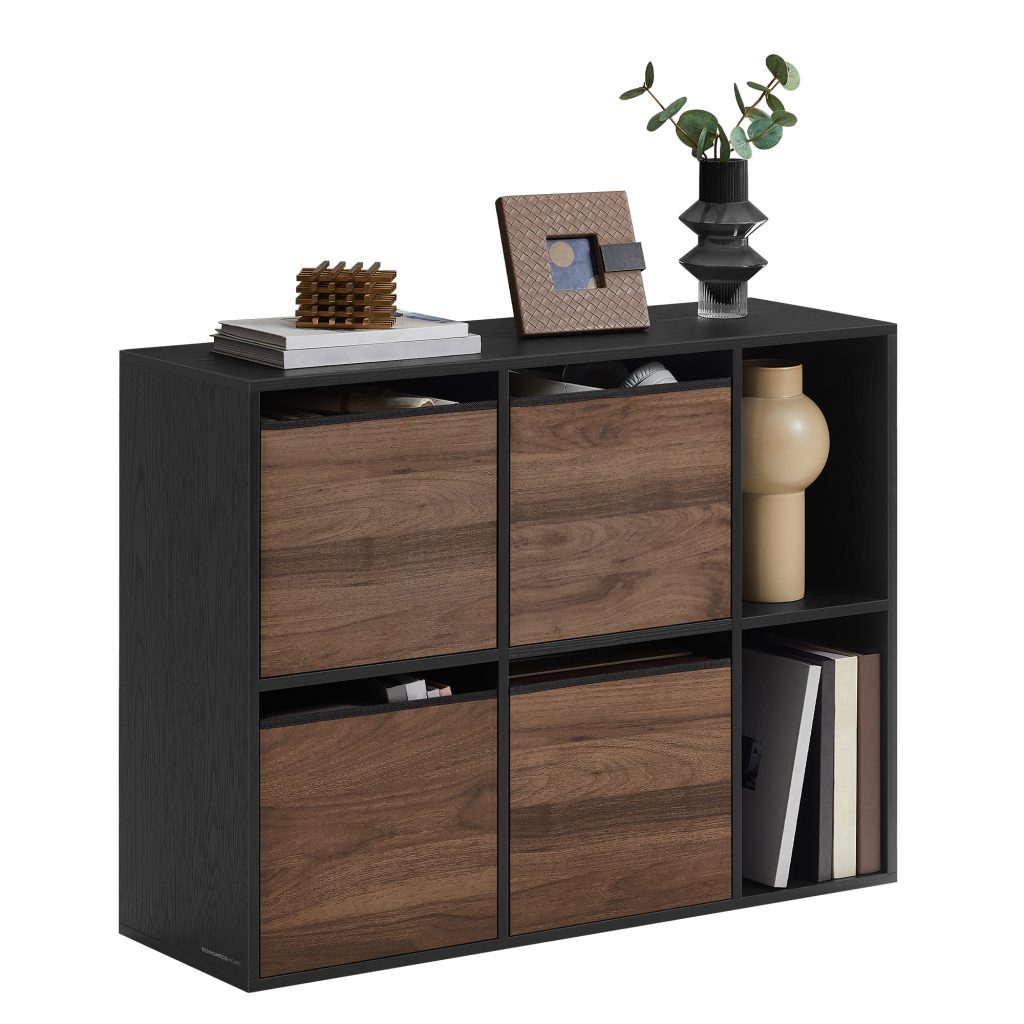 Versatile Snapsemble Bookshelf with 6 Compartments & 4 Drawers