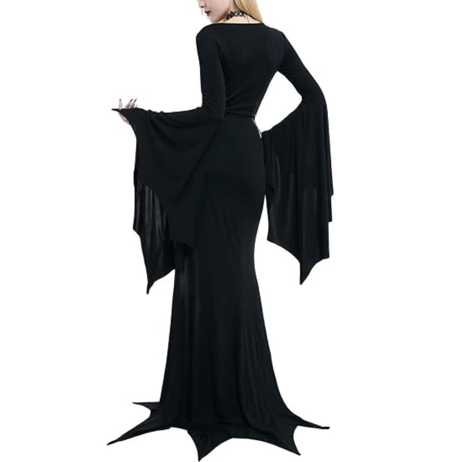 Enchanting Morticia Addams-Inspired Gothic Witch Dress