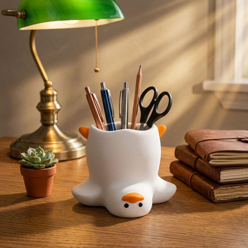 Quirky Duck Pen Holder - 3D Printed Organizer for Your Desk