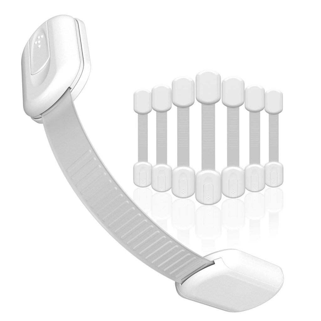 8 Pack Baby Proofing Cabinet Strap Locks - Adjustable & Secure