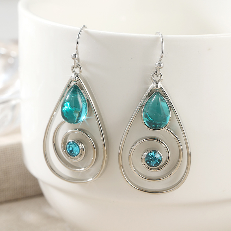 Stylish Aqua & Purple Teardrop Crystal Earrings for Trendy Women