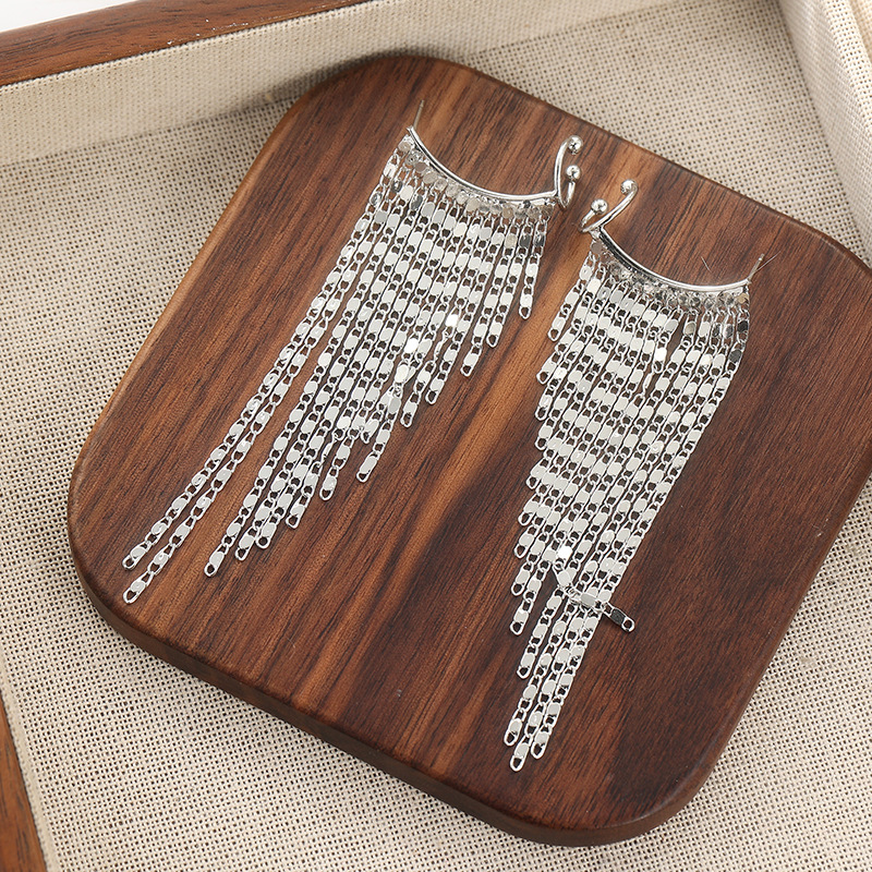 Elegant Silver Tone Waterfall Tassel Earrings - Perfect Party Accessory
